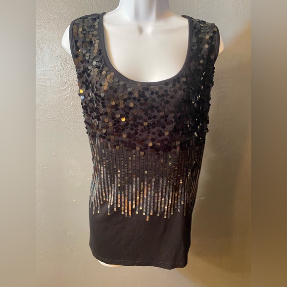 GEORGE black and silver sequin sleeveless top - Picture 1 of 16